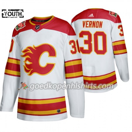 Calgary Flames Mike Vernon 30 Adidas 2019 Heritage Classic Wit Authentic Shirt - Kinderen